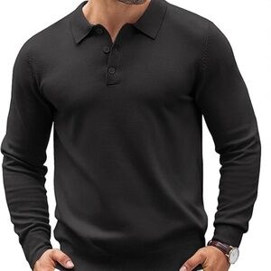 Coofandy Mens Stretch Knitted Polo Shirt Size Small